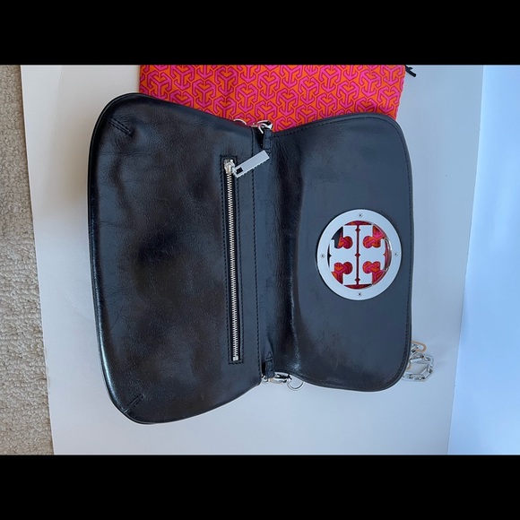 Tory Burch Black Leather Reva Logo Crossbody Bag - Picture 4 of 6